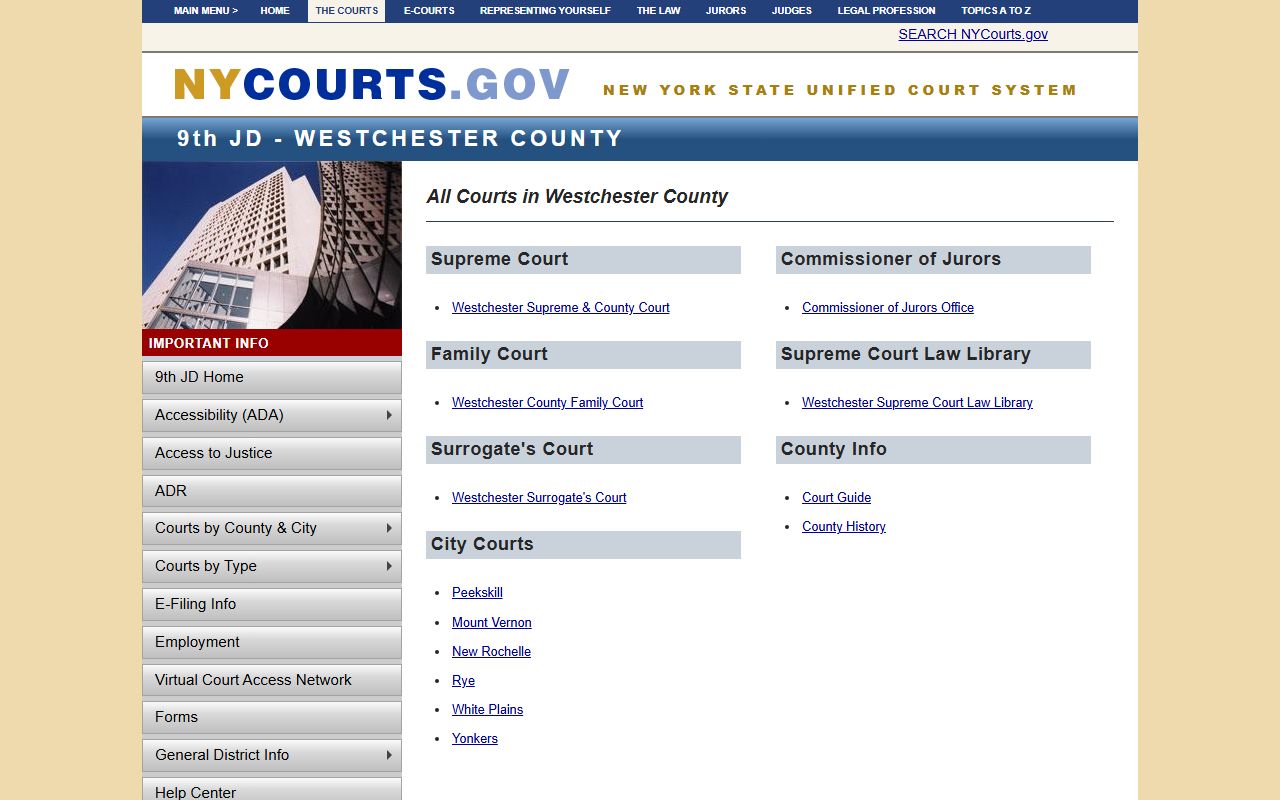 New Rochelle dissolution of marriage information from the Westchester County Supreme Court website