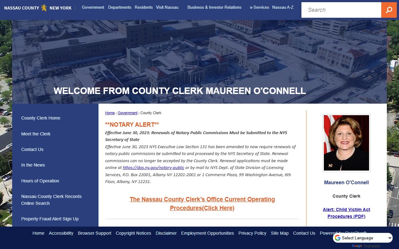 Oyster Bay dissolution of marriage records from Nassau County Clerk's Office