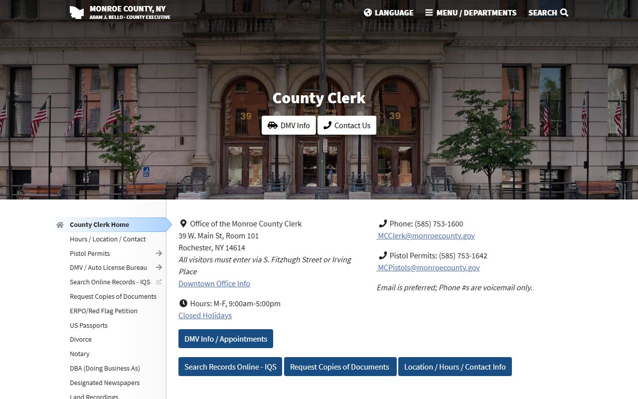 Rochester dissolution of marriage records from Monroe County Clerk's Office