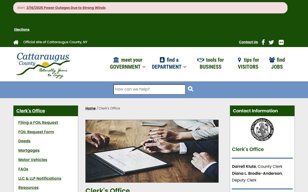 Cattaraugus County Clerk's Office page for dissolution of marriage records