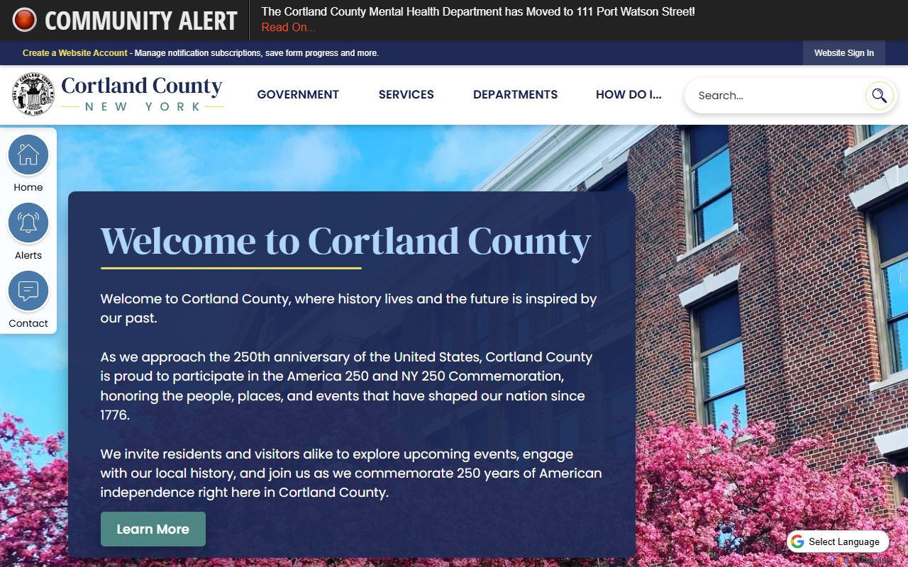 Cortland County Clerk office website for dissolution of marriage records
