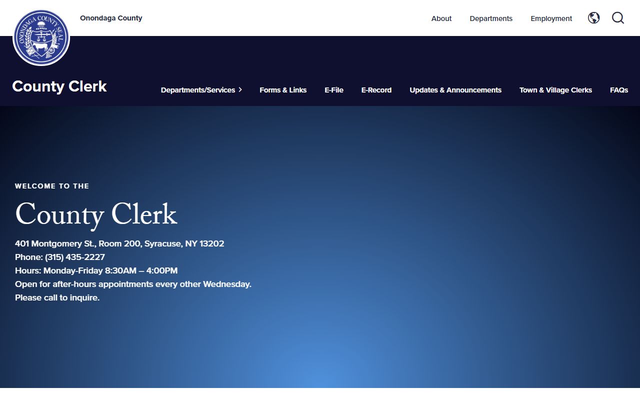 Syracuse dissolution of marriage records from Onondaga County Clerk