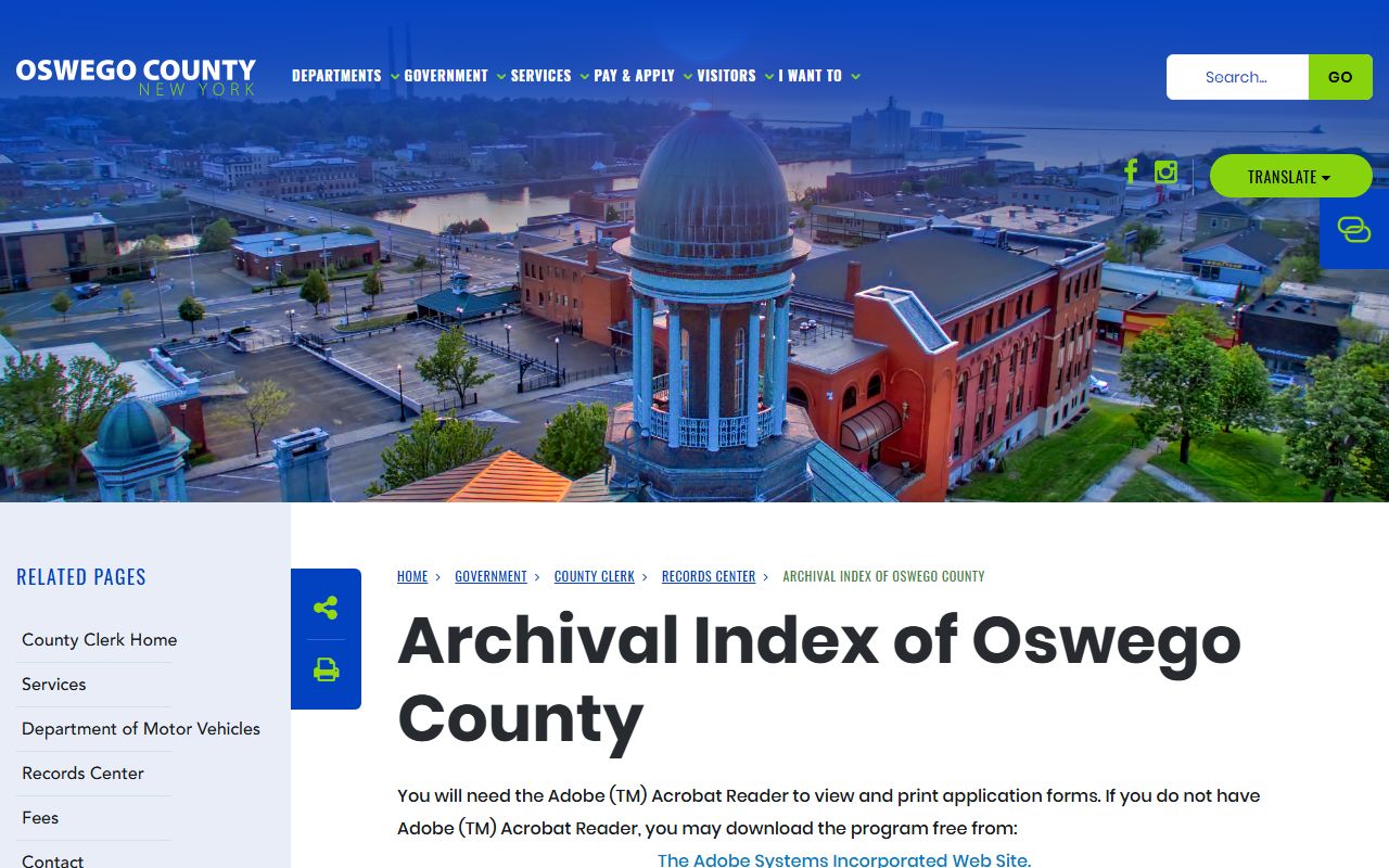 Oswego County archival index for Oswego County dissolution of marriage record searches