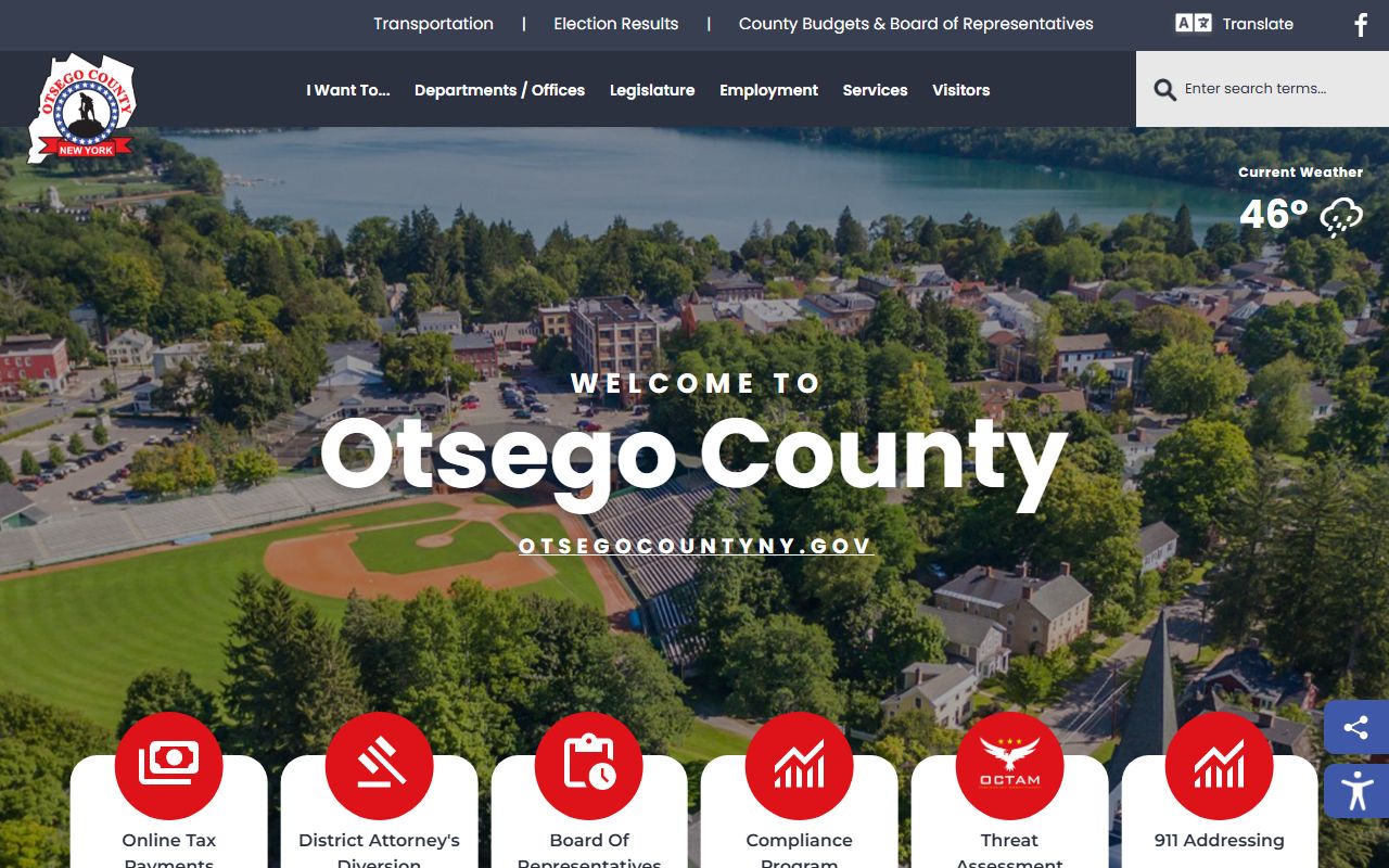 Otsego County Clerk's Office website for Otsego County dissolution of marriage records