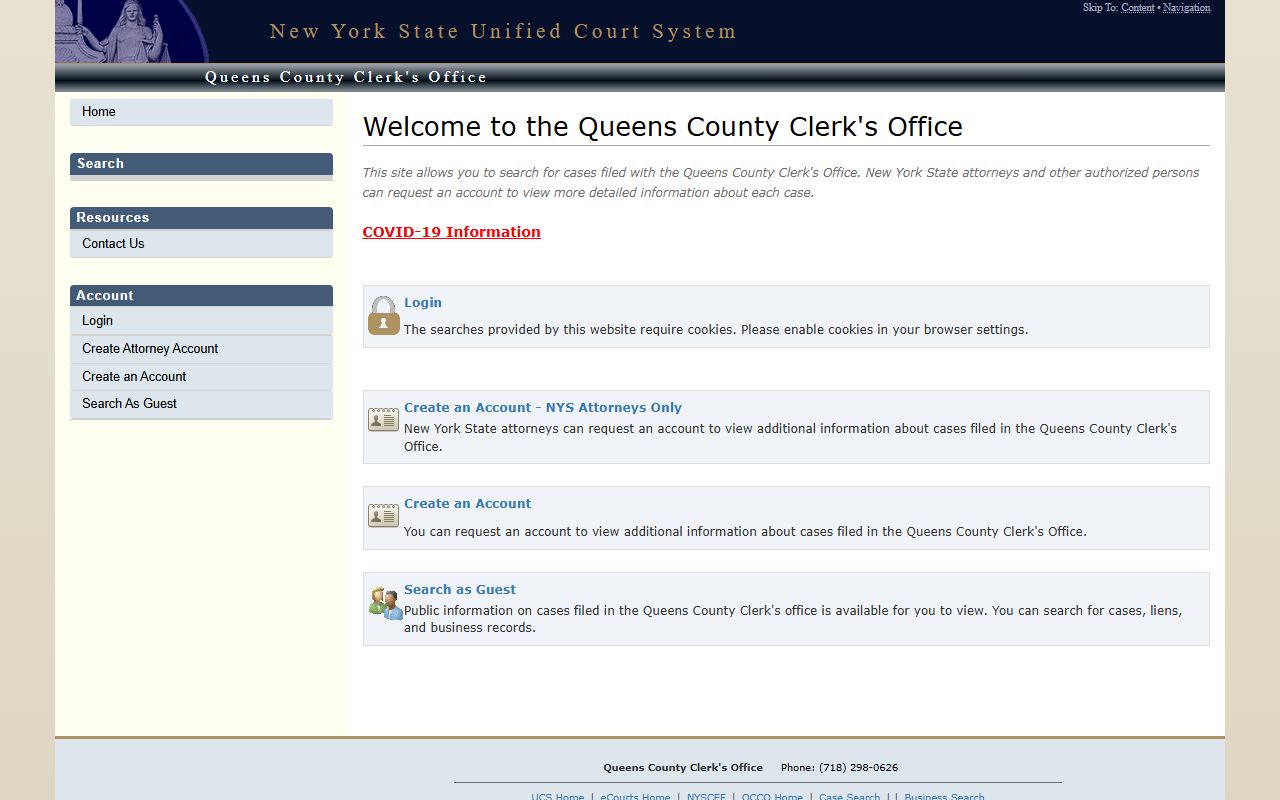 Queens County Clerk online case index search for dissolution of marriage
