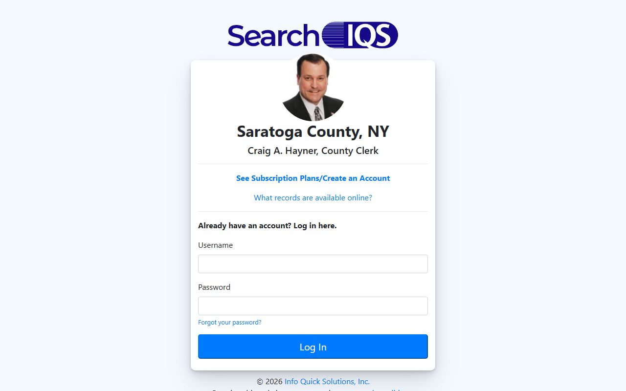 Saratoga County dissolution of marriage records search through SearchIQS portal