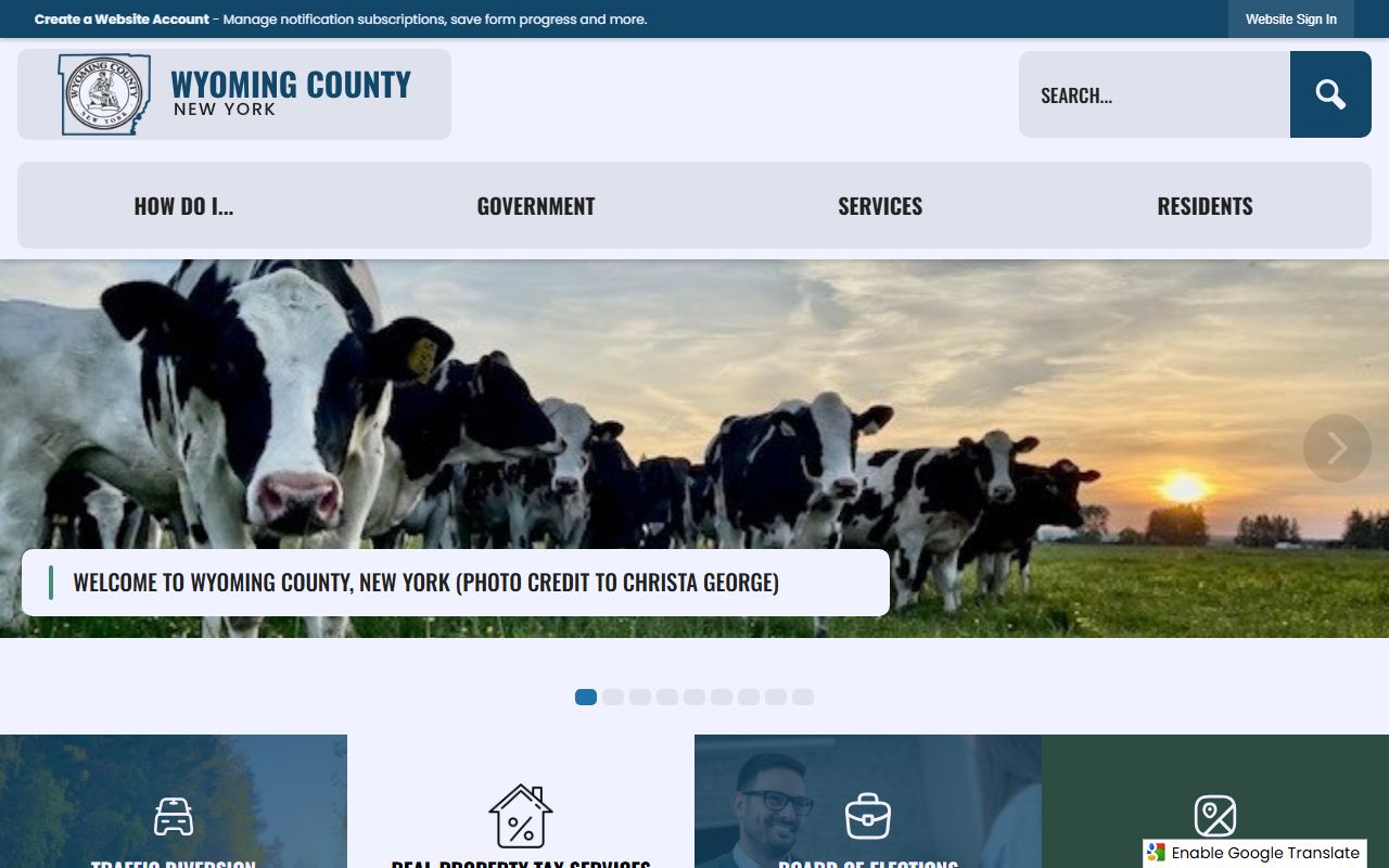 Wyoming County Clerk's Office website for dissolution of marriage records